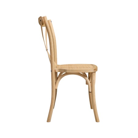 Hochzeitsstuhl CROSS-BACK HOLZ RATTAN natürlich gekalkt