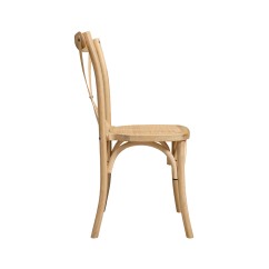 Hochzeitsstuhl CROSS-BACK HOLZ RATTAN natürlich gekalkt