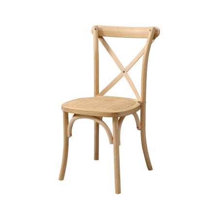 Hochzeitsstuhl CROSS-BACK HOLZ RATTAN natürlich gekalkt