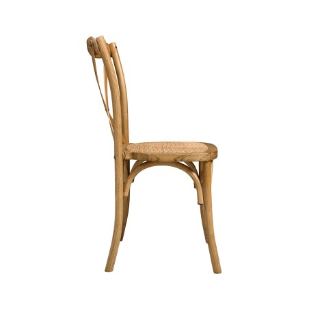 Hochzeitsstuhl CROSS-BACK HOLZ RATTAN hell rustikal