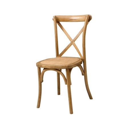 Hochzeitsstuhl CROSS-BACK HOLZ RATTAN hell rustikal