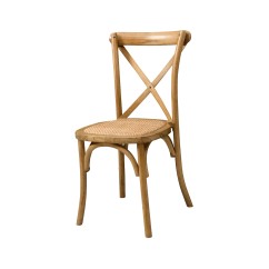 Hochzeitsstuhl CROSS-BACK HOLZ RATTAN hell rustikal