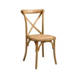 Hochzeitsstuhl CROSS-BACK HOLZ RATTAN hell rustikal