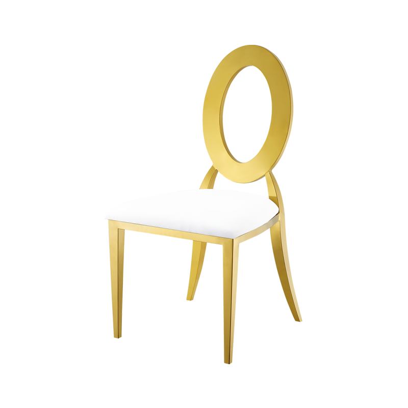 Metallener Hochzeitsstuhl Glamour Tap Gold–Weiß