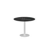 Biergarten-Tisch ALFA R weiße tischplatte aus gesintertem Quarzstein