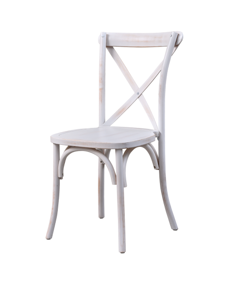 Stuhl CROSS-BACK WOOD Weiß Antik