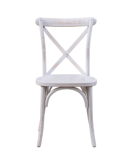 Stuhl CROSS-BACK WOOD Weiß Antik