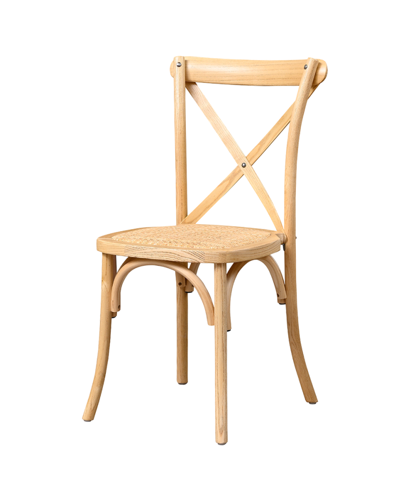 Stuhl CROSS-BACK WOOD Rattan Natur