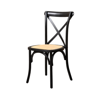 Stuhl CROSS-BACK WOOD Rattan Schwarz