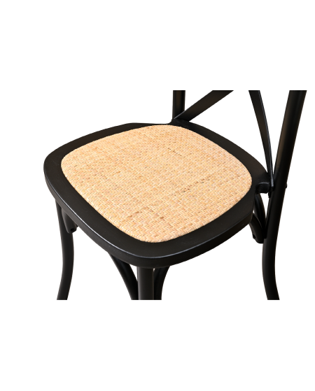 Stuhl CROSS-BACK WOOD Rattan Schwarz