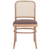 Holz Restaurantstuhl LOOMI 811 Rattan mit Polsterung Braun