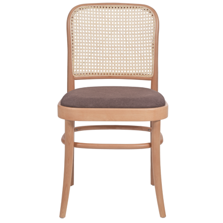 Holz Restaurantstuhl LOOMI 811 Rattan mit braunem Sitz