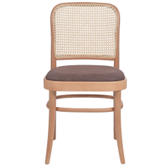 Holz Restaurantstuhl LOOMI 811 Rattan mit Polsterung Braun