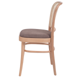 Holz Restaurantstuhl LOOMI 811 Rattan mit braunem Sitz