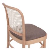 Holz Restaurantstuhl LOOMI 811 Rattan mit braunem Sitz