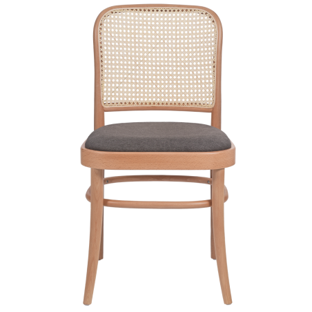 Holz Restaurantstuhl LOOMI 811 Rattan mit Polsterung Grau