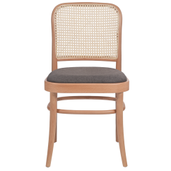 Holz Restaurantstuhl LOOMI 811 Rattan mit Polsterung Grau