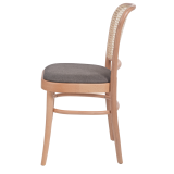 Holz Restaurantstuhl LOOMI 811 Rattan mit grauem Sitz