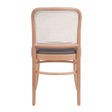 Holz Restaurantstuhl LOOMI 811 Rattan mit grauem Sitz
