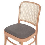 Holz Restaurantstuhl LOOMI 811 Rattan mit grauem Sitz