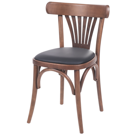 Holz Restaurantstuhl LEGEND mit Polsterung Kunstleder Schwarz