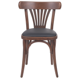 Holz Restaurantstuhl LEGEND mit schwarzem Kunstledersitz