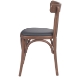 Holz Restaurantstuhl LEGEND mit schwarzem Kunstledersitz