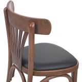 Holz Restaurantstuhl LEGEND mit schwarzem Kunstledersitz
