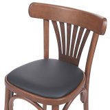 Holz Restaurantstuhl LEGEND mit schwarzem Kunstledersitz