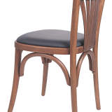 Holz Restaurantstuhl LEGEND mit schwarzem Kunstledersitz