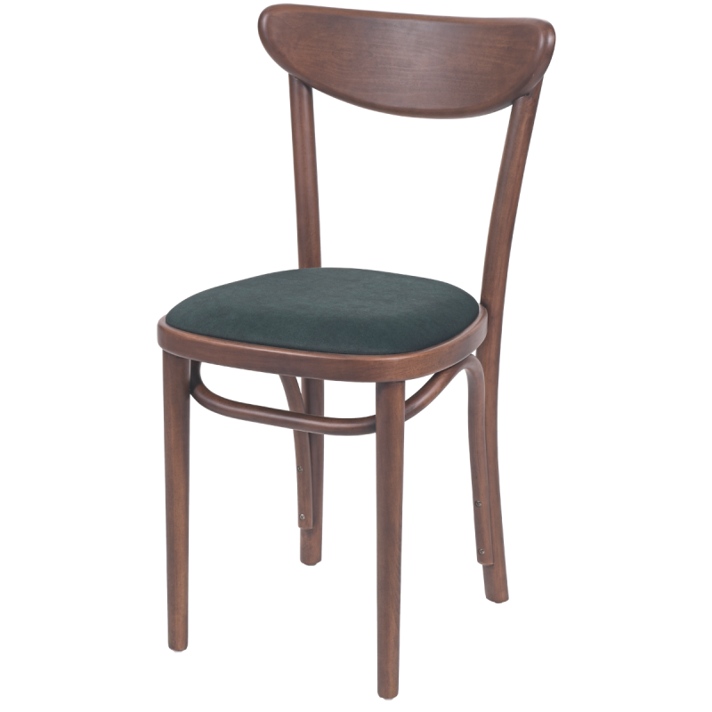 Holz Restaurantstuhl BOOMERANG mit grüner Polsterung