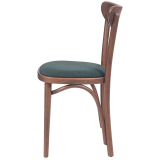 Holz Restaurantstuhl BOOMERANG mit grüner Polsterung