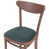 Holz Restaurantstuhl BOOMERANG mit grüner Polsterung
