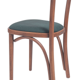 Holz Restaurantstuhl BOOMERANG mit grüner Polsterung