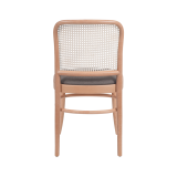Holz Restaurantstuhl LOOMI 811 Rattan mit grauem Sitz