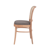 Holz Restaurantstuhl LOOMI 811 Rattan mit grauem Sitz
