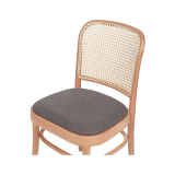 Holz Restaurantstuhl LOOMI 811 Rattan mit grauem Sitz