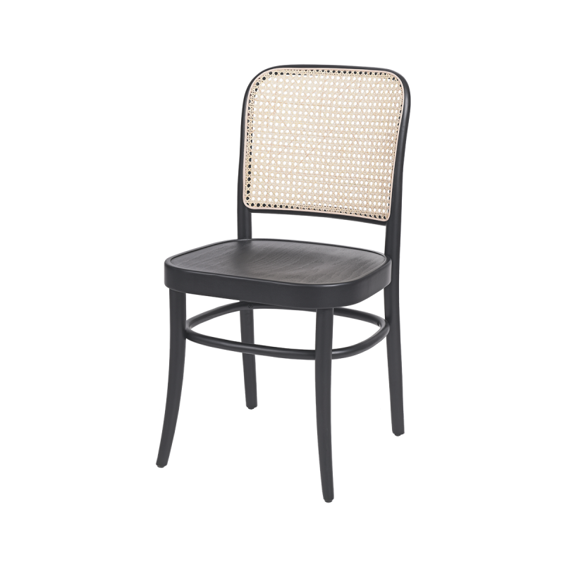 Holz Restaurantstuhl LOOMI 811 Rattan schwarz