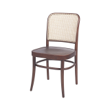 Holz Restaurantstuhl LOOMI 811 Rattan walnuss