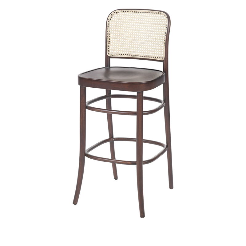 Holz Restaurantstuhl LOOMI 811 BAR Rattan walnuss