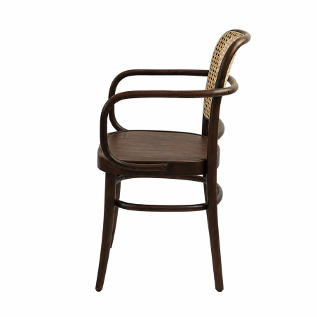 Holz Restaurantstuhl LOOMI 811 ARM Rattan Walnuss