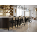 Holz Restaurantstuhl LOOMI 811 BAR Rattan Schwarz
