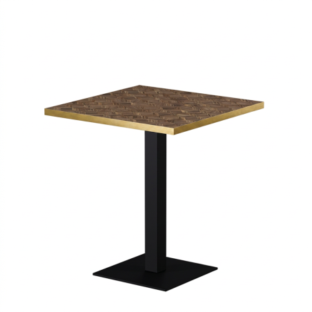 Bistrotisch ALFA S 68x68 Walnuss mit Goldener Kante