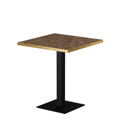 Bistrotisch ALFA S 68x68 Walnuss mit Goldener Kante
