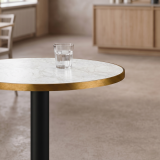 Bistrotisch ALFA R fi 68 Crema Marmor mit Goldener Kante