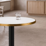 Bistrotisch ALFA R fi 68 Weiß mit mit Goldener Kante