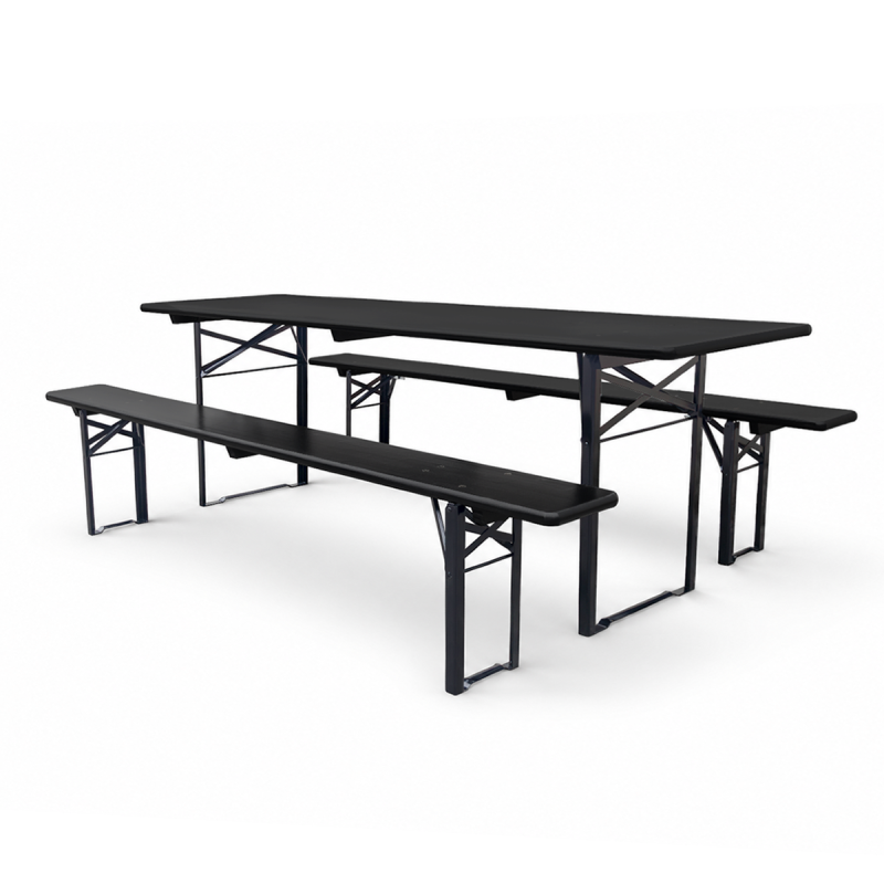 Bierzeltgarnitur in Brauereiqualität WOODY SOLID 220x70 Schwarz