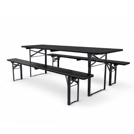 Bierzeltgarnitur in Brauereiqualität WOODY SOLID 220x70 Schwarz