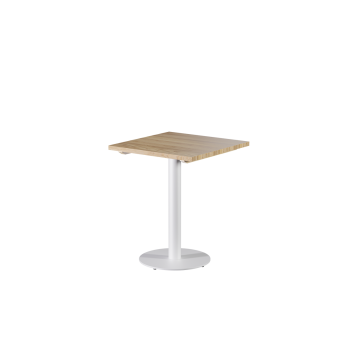 Tisch ALFA R Weiß mit Holzplatte