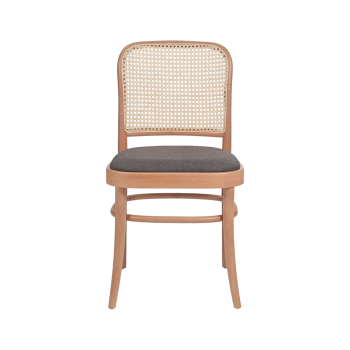 Bugholzstuhl LOOMI 811 Rattan mit grauem Sitz